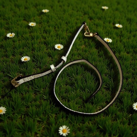 STAUD Cream Patent Leather Adjustable Crossbody Shoulder Strap NEW - Picture 1 of 8